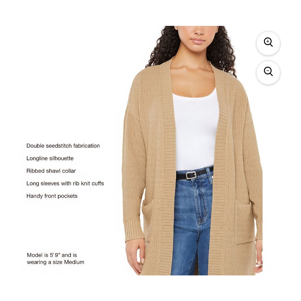 Women's GAP Taupe Longline Cardigan XL - Picture 3 of 7